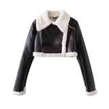 thanksgiving outfit Dodobye Hot Selling 2024 Spring New Style Integrated Cropped Leather Jacket Biker Gear For Street Fashion European American Export