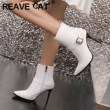 thanksgiving outfit Dodobye Sexy Women Ankle Boots Pointed Toe Stiletto 10CM Size 48 49 50 Fashion Party Female Shoes 33