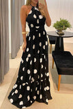 Dodobye-Sexy Dot Print Halter Maxi Dress