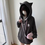 Dodobye Cat Ear Hood Sweatshirts Coats Women Clothes Long Sleeve Striped Hoodies Y2k Tops 2025 Ropa Mujer Casual Fashion Japanese Hoodie