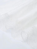 Dodobye Ruffled Lace Stitching White Tank Top