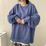 christmas outfit Dodobye Solid Color Oversized Sweatshirt