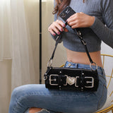 Dodobye Y2K Heart Metal Chain Shoulder Bag