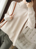 christmas outfit Dodobye Original Irregular 7 Colors High-Neck Long Sleeves Sweater Top