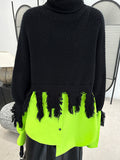 christmas outfit Dodobye A-Line Long Sleeves Asymmetric Fringed Split-Joint High Neck Knitwear Pullovers Sweater Tops