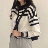 Black Friday Dodobye Striped Knitted Sweatshirt Women Patchwork Sporty Stand Collar Chic Running Spring Fall Jacket Simple Zipper Cropped Sweater