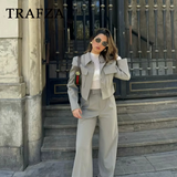 thanksgiving outfit Dodobye 2024 Spring Summer Casual Women Solid Suits Fashion Streetwear Pockets Turn-down Collar Short Jackets+Chic Wide leg pants