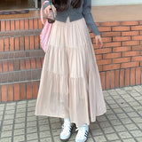 Dodobye Summer Women Long Skirt Chic Women Solid All Match A Line Cake Skirt Korean Fashion Casual Female Skirt New