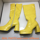 thanksgiving outfit Dodobye Women Knee High Boots Toe Block Heels 10cm Platform 2.5cm Big Size 43 Concise Female Bota