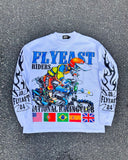 Dodobye High Street Trendy Streetwear Tops Harajuku Punk Retro Pattern Printed Oversized T-shirt Men Hip-hop Casual Loose Long Sleeves