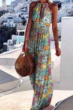 Dodobye-Sexy Print Halter Maxi Dress