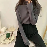 Black Friday Dodobye Fall Half Turtleneck Warm Women Sweater Fashion Long Sleeve Basic Knitted Jumper Female High Elastic Simple Solid Color Pullover