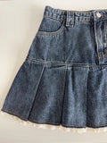 Dodobye Women Blue A-line Denim Skirt Vintage Aesthetic Y2k Patchwork Lace Jean Skirt Harajuku Korean Cowboy Skirts 2000s Clothes Summer