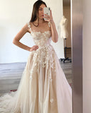 Dodobye Customized Tulle Spaghetti Strap robes de soirée Floor-Length A-Line V Neck Evening Dresses Wedding Party Wedding Dress-(PRE-ORDER)