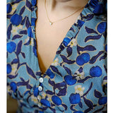 Dodobye Ultramarine Floral Pattern Vintage Dress That Secretly Blooms Quietly