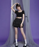 Dodobye Black Lady Tiered Short Skirt