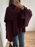 christmas outfit Dodobye 2024 Burgundy Women's Chic Scarf Collar Jackets Autumn Fashion Long Sleeved Casual Loose Coat New Ladies Elegant Street Outwear