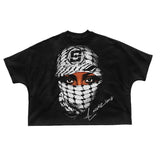 Dodobye 90s Streetwear Fashion retro trend streetwear Masked portrait print short sleeve men y2k cotton shirt top Harajuku Hip Hop oversized T-shirt