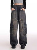 Dodobye Women's Blue Y2k Baggy Cargo Jeans Harajuku Japanese 2000s Style Aesthetic Denim Trousers Vintage Jean Pants Trashy Clothes 2025