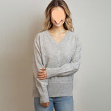 Black Friday Dodobye Casual Knitted Solid V-neck Sweaters Women Retro Loose Soft Long Sleeve Pullover Sweater Female Autumn Chic Simple Base Knitwear