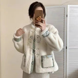 thanksgiving outfit Dodobye Vintage Embroidery Top 2024 Winter New Chinese Style Faux Water Mink Jacket Cross-Border Style Leather Coat For Men And Women