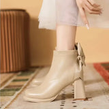 Dodobye 2025  New Round Toe Square Heel Bow Decoration Fashion Women's Shoes Elegant Wear-resistant Casual Comfortable Short Boots