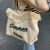 Dodobye Summer Vibes Letter Print Tote Bag