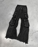 Dodobye 90s Streetwear Harajuku Y2k Jeans Goth Hip Hop Pattern Oversized Pocket Ripped Black Baggy Jeans Casual New Mens Womens Denim Pants Streetwear