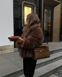 christmas outfit Dodobye 2025 Women's Solid Fashion Warm Faux Fur Jacket Luxury Fluffy Plush Lapel Collar Thicken Short Coat Winter Chic Ladies Outerwear