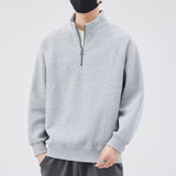 thanksgiving outfit Dodobye Half zipper hoodie men autumn and winter new trend pure color simple loose casual stand collar top coat