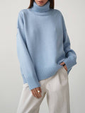 christmas outfit Dodobye Long Sleeves Loose Solid Color High Neck Knitwear Pullovers Sweater Tops