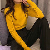 Black Friday Dodobye Harajuku Slim Knit Sweater Fall Winter Warm Mock Neck Simple Basic Casual Base Pullover Korean Solid Preppy All Match Jumpers