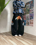 thanksgiving outfit Dodobye Hip-hop Harajuku Retro Trendy Oversized Striped Sweatpants Men Punk Style Letter Baggy Straight Casual Pants Y2K Streetwear