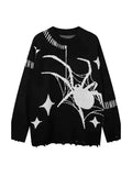 Dodobye-Spider Jacquard Tattered Hem Sweater