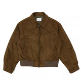 thanksgiving outfit Dodobye Men's elegant solid dark Brown coat, spring high end, American vintage Cargo jacket, suede