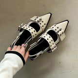 Dodobye Slingback Shoes Gothic Chunky Heels Women's Pumps Rivet Street Style Medium Heel Punk Vintage Casual Sandals Spring Summer 2024