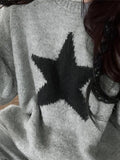 Dodobye-Vintage Star Jacquard Crew Neck Sweater