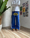 thanksgiving outfit Dodobye Hip-hop Harajuku Retro Trendy Oversized Striped Sweatpants Men Punk Style Letter Baggy Straight Casual Pants Y2K Streetwear