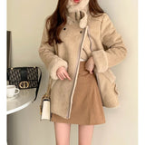 thanksgiving outfit Dodobye ChicWinter New Lapel Thickened Jacket Women's Fashion Sensibility Unique Integrated Leather Jacket Versatile Thick Jacket