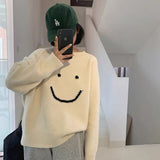 christmas outfit Dodobye Smiley Face Oversized Sweater