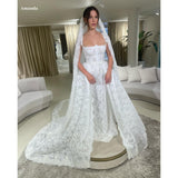 Dodobye Customized White Spaghetti Strap Veil Lace robes de soirée Strapless Sleeveless Party Dresses Floor-Length Prom Dress-(PRE-ORDER)