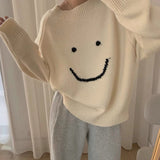 christmas outfit Dodobye Smiley Face Oversized Sweater