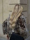 christmas outfit Dodobye New Fashion Leopard Printed Warm Faux Fur Coat Chic Lapel Long Sleeve Women's Fluffy Furry Jacket Thick Lady Chic Outerwear 2024