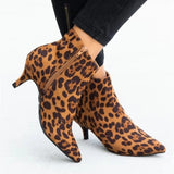 Dodobye 2025 NEW  Ankle Boots Leopard Women Pointed Toe Ladies Chunky High heel Female Shoes Footwear Plus Size