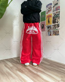 thanksgiving outfit Dodobye Y2K Harajuku Streetwear American Hip-hop Retro Striped Sweatpants Punk Style Letters Anime Print Baggy Straight Wide Leg Pants