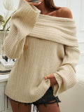 christmas outfit Dodobye Flared Sleeves Long Sleeves Solid Color Off-The-Shoulder Sweater Tops