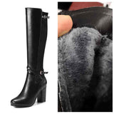 thanksgiving outfit Dodobye Women knee-high boots Stretch Round toe Fashion botas Quality footwear shoes Thick Heel  A956