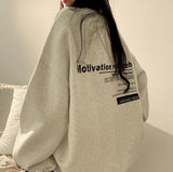 christmas outfit Dodobye Letter Print Pullover Oversized Sweatshirt