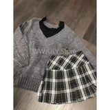 Dodobye Fashion Vintage V-neck Knitted Tops Women 2025 Early Autumn New Sweaters Mujer Y2k Grunge Slim Fit Long Sleeve Pullovers