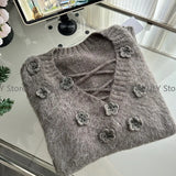 Dodobye Autumn Winter Knitted Sweater Suit Woman Casual Basic Lace Tops Long Sleeve Loose Sweater Pullovers Korean Fashion Clothing Set